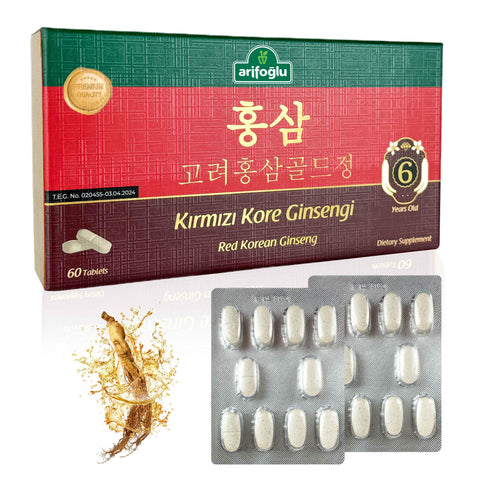 6 Yıllık Kırmızı Kore Ginsengi Takviye Edici Gıda (Red Korean Ginseng) 60 Tablet - Arifoğlu Online