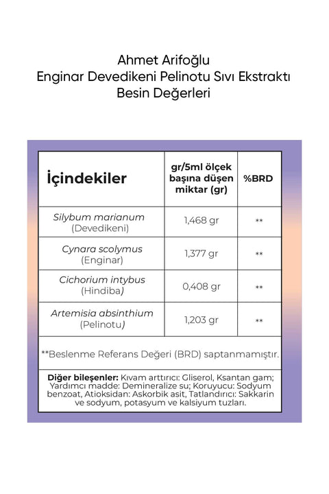 Ahmet Arifoğlu Enginar Devedikeni Pelin Otu Sıvı Ekstraktı 225ml - Arifoğlu Online