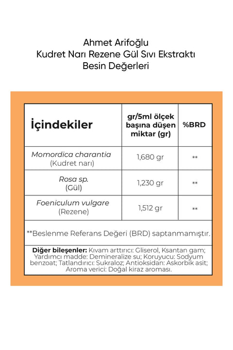 Ahmet Arifoğlu Kudret Narı Rezene Gül Sıvı Ekstraktı 225ml - Arifoğlu Online