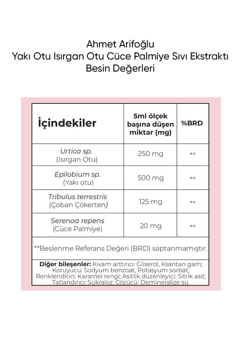 Ahmet Arifoğlu Isırgan Tohumu Yakı Otu Ekstraktı 225 ml - Arifoğlu Online