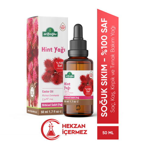 Arifoğlu Hint Yağı Soğuk Sıkım 50ml %100 Saf ve Doğal Castor - Arifoğlu Online