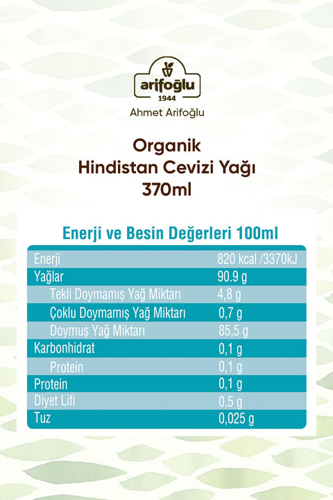 Arifoğlu Organik Hindistan Cevizi Yağı 370 ml - Arifoğlu Online