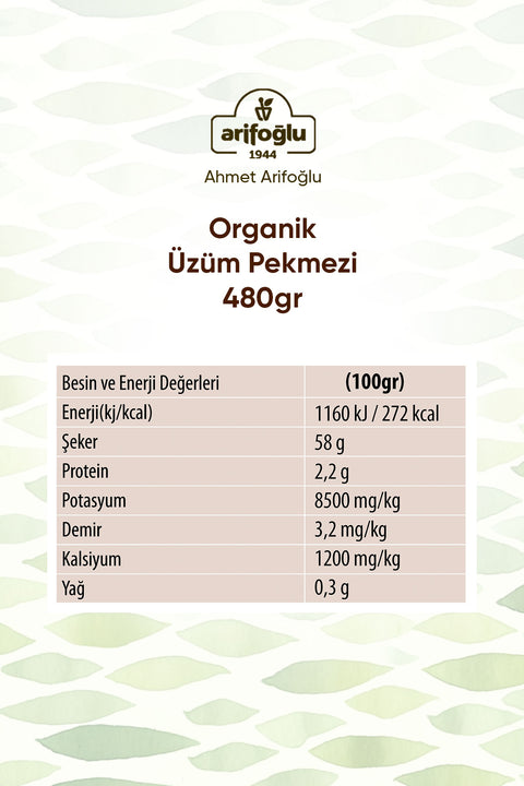 Arifoğlu Organik Üzüm Pekmezi 480gr - Arifoğlu Online