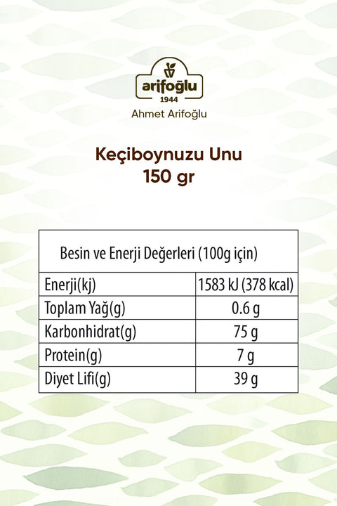 Arifoğlu Keçiboynuzu Unu Öğütülmüş Silindir Kutu 150gr - Arifoğlu Online