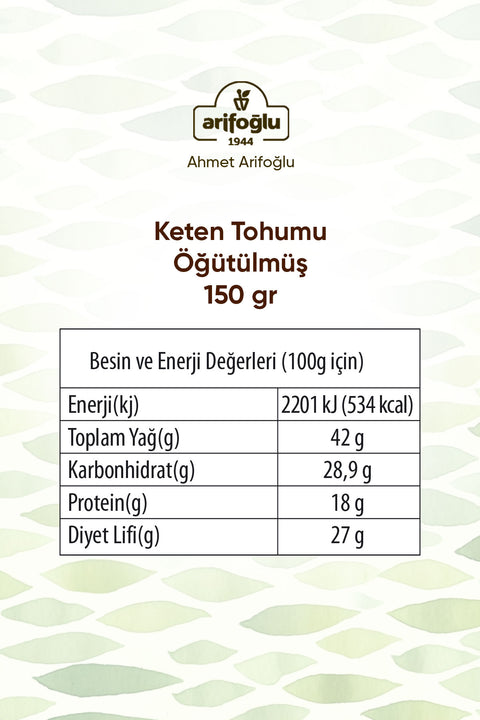 Arifoğlu Keten Tohumu Öğütülmüş Silindir Kutu 150gr Arifoğlu - Arifoğlu Online