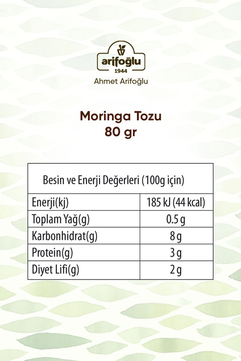 Arifoğlu Moringa Tozu Silindir Kutu 80gr - Arifoğlu Online
