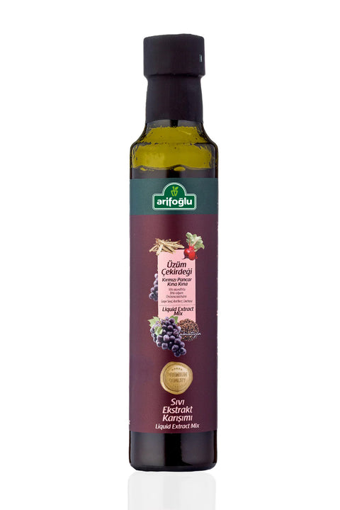 Arifoğlu Üzüm Çekirdeği, Kırmızı Pancar, Kına Kına Sıvı Ekstraktı 225 ml - Arifoğlu Online